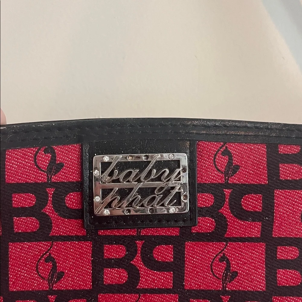 Vintage Baby Phat Shoulder Bag Monogram Y2K Red Black‎ Studded Hip Hop Glam